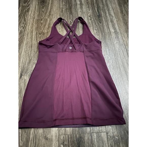 Lululemon Criss Cross Tank Top Energy Strappy Slim Fit Plum Purple Workout - Picture 4 of 4